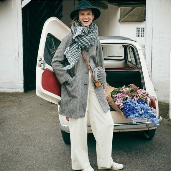 J. Crew Herringbone Car Coat Wool Overcoat Gray Winter - Picture 11 of 11